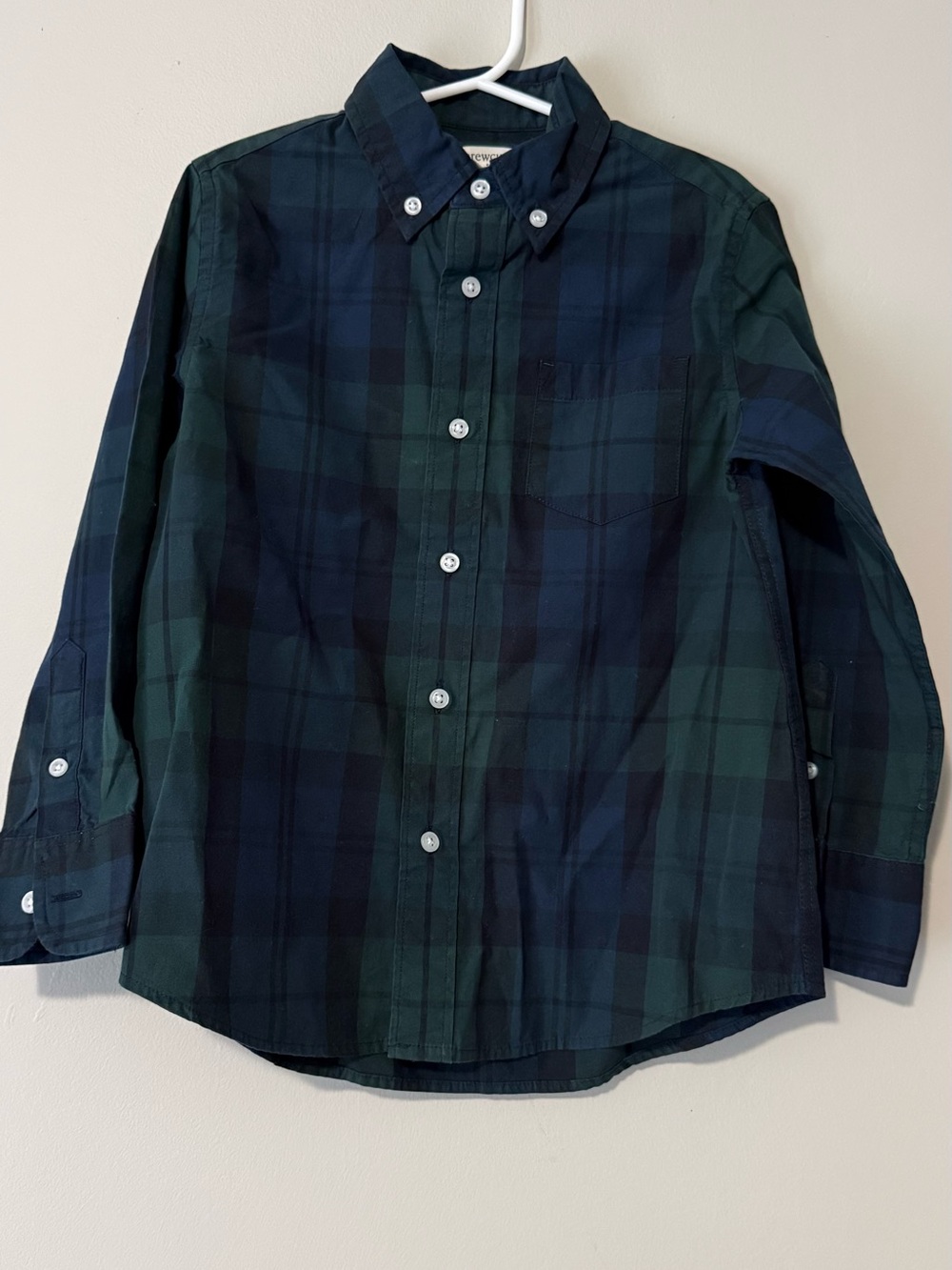 Crewcuts Boy’s Green and Navy Plaid Button-Down Shirt